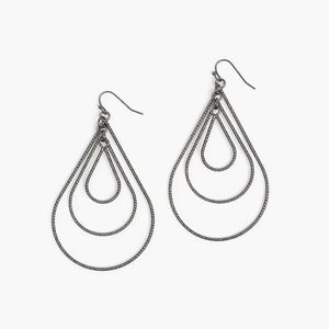Multi-Layer Teardrop Earrings Hematite NWT
